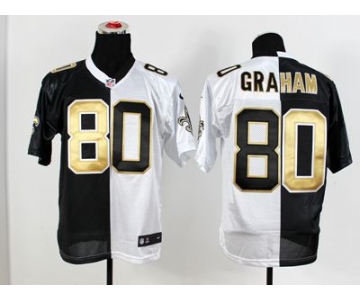 nike nfl jerseys new orleans saints #80 graham white-black[Elite split]