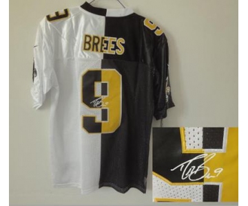 nike nfl jerseys new orleans saints #9 brees black-white[Elite split signature]