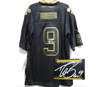 nike nfl jerseys new orleans saints #9 brees black[Elite lights out signature]