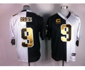 nike nfl jerseys new orleans saints #9 brees white-black[Elite split]