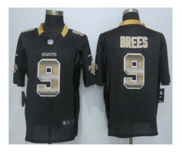 2015 new nike new orleans saints #9 brees black strobe jerseys[limited]