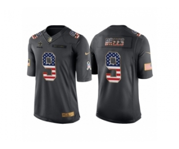 Men New Orleans Saints #9 Drew Brees Anthracite Salute to Service USA Flag Fashion Jersey