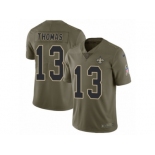 Men Nike New Orleans Saints #13 Michael Thomas Limited Olive 2017 Salute to Service NFL Jersey