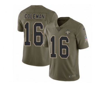 Men Nike New Orleans Saints #16 Brandon Coleman Limited Olive 2017 Salute to Service NFL Jersey