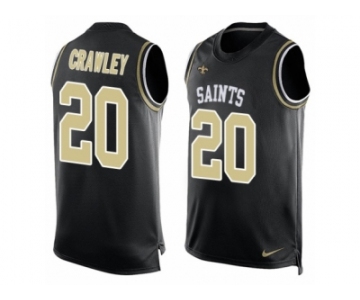 Men Nike New Orleans Saints #20 Ken Crawley Limited Black Player Name & Number Tank Top NFL Jersey