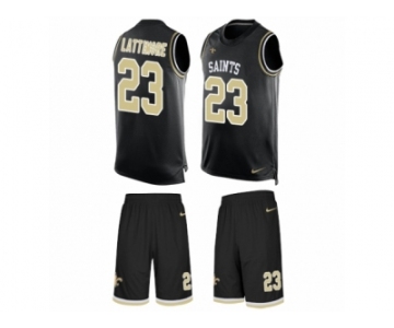 Men Nike New Orleans Saints #23 Marshon Lattimore Limited Black Tank Top Suit NFL Jersey