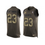 Men Nike New Orleans Saints #23 Marshon Lattimore Limited Green Salute to Service Tank Top NFL Jersey