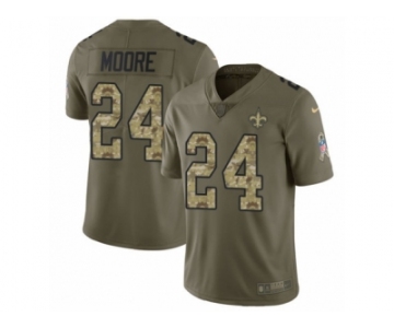 Men Nike New Orleans Saints #24 Sterling Moore Limited Olive Camo 2017 Salute to Service NFL Jersey