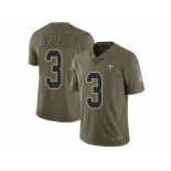 Men Nike New Orleans Saints #3 Will Lutz Limited Olive 2017 Salute to Service NFL Jersey