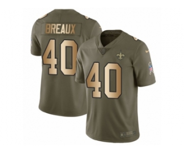 Men Nike New Orleans Saints #40 Delvin Breaux Limited Olive Gold 2017 Salute to Service NFL Jersey