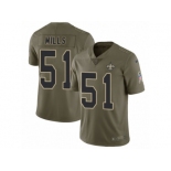 Men Nike New Orleans Saints #51 Sam Mills Limited Olive 2017 Salute to Service NFL Jersey