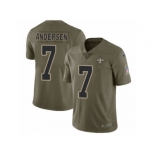 Men Nike New Orleans Saints #7 Morten Andersen Limited Olive 2017 Salute to Service NFL Jersey