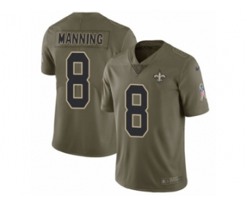 Men Nike New Orleans Saints #8 Archie Manning Limited Olive 2017 Salute to Service NFL Jersey