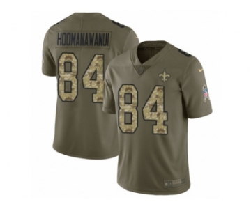 Men Nike New Orleans Saints #84 Michael Hoomanawanui Limited Olive Camo 2017 Salute to Service NFL Jersey