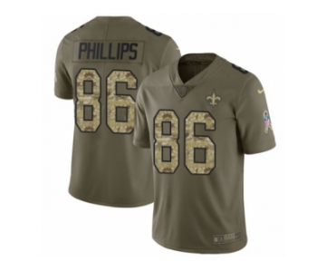 Men Nike New Orleans Saints #86 John Phillips Limited Olive Camo 2017 Salute to Service NFL Jersey