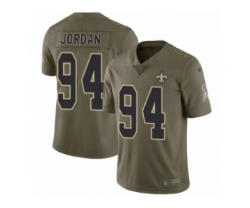 Men Nike New Orleans Saints #94 Cameron Jordan Limited Olive 2017 Salute to Service NFL Jerse