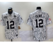 Men's New Orleans Saints #12 Chris Olave Arctic Camo 2024 FUSE Salute to Service Limited Stitched Jersey