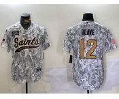 Men's New Orleans Saints #12 Chris Olave Arctic Camo 2024 Salute to Service Stitched Baseball Jersey