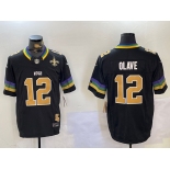 Men's New Orleans Saints #12 Chris Olave Black 2024 F.U.S.E. Vapor Limited Stitched Jersey