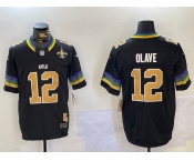 Men's New Orleans Saints #12 Chris Olave Black 2024 F.U.S.E. Vapor Limited Stitched Jersey