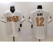 Men's New Orleans Saints #12 Chris Olave Number White Nola Baseball Jerseys