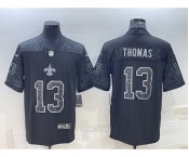 Men's New Orleans Saints #13 Michael Thomas Black Reflective Limited Stitched Football Jersey