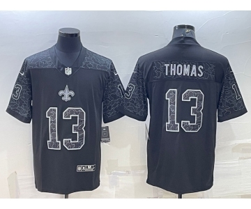 Men's New Orleans Saints #13 Michael Thomas Black Reflective Limited Stitched Football Jersey