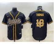 Men's New Orleans Saints #13 Michael Thomas Black Team Big Logo With Patch Cool Base Stitched Baseball Jersey