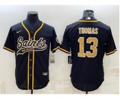 Men's New Orleans Saints #13 Michael Thomas Black With Patch Cool Base Stitched Baseball Jersey