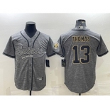 Men's New Orleans Saints #13 Michael Thomas Gray With Patch Cool Base Stitched Baseball Jersey