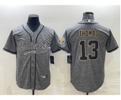 Men's New Orleans Saints #13 Michael Thomas Gray With Patch Cool Base Stitched Baseball Jersey