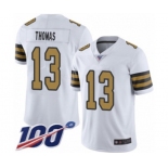 Men's New Orleans Saints #13 Michael Thomas Limited White Rush Vapor Untouchable 100th Season Football Jersey