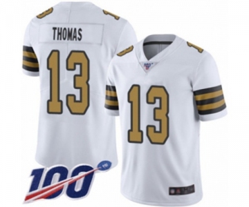 Men's New Orleans Saints #13 Michael Thomas Limited White Rush Vapor Untouchable 100th Season Football Jersey