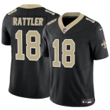 Men's New Orleans Saints #18 Spencer Rattler Black F.U.S.E. Vapor Limited Football Stitched Jersey