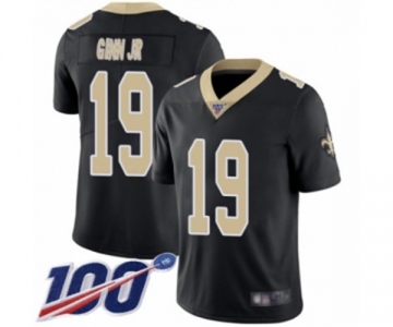 Men's New Orleans Saints #19 Ted Ginn Jr Black Team Color Vapor Untouchable Limited Player 100th Season Football Jersey