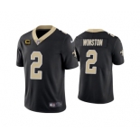 Men's New Orleans Saints 2022 #2 Jameis Winston Black With 4-star C Patch Vapor Untouchable Limited Stitched NFL Jersey