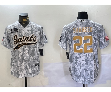 Men's New Orleans Saints #22 Rashid Shaheed Arctic Camo 2024 Salute to Service Stitched Baseball Jersey