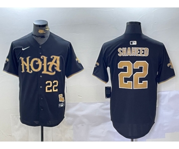 Men's New Orleans Saints #22 Rashid Shaheed Black Cool Base Stitched Baseball Jerses