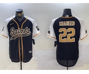 Men's New Orleans Saints #22 Rashid Shaheed Black White 1987 Legacy Cool Base Stitched Baseball Jersey