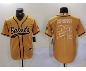 Men's New Orleans Saints #22 Rashid Shaheed Gold Cool Base Stitched Baseball Jersey