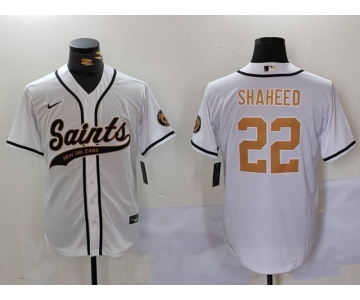 Men's New Orleans Saints #22 Rashid Shaheed White Cool Base Stitched Baseball Jersey