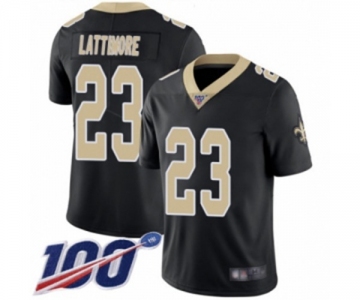 Men's New Orleans Saints #23 Marshon Lattimore Black Team Color Vapor Untouchable Limited Player 100th Season Football Jersey