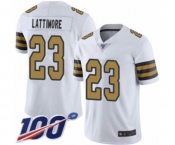 Men's New Orleans Saints #23 Marshon Lattimore Limited White Rush Vapor Untouchable 100th Season Football Jersey