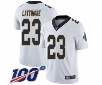 Men's New Orleans Saints #23 Marshon Lattimore White Vapor Untouchable Limited Player 100th Season Football Jersey