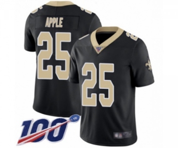 Men's New Orleans Saints #25 Eli Apple Black Team Color Vapor Untouchable Limited Player 100th Season Football Jersey