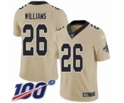 Men's New Orleans Saints #26 P.J. Williams Limited Gold Inverted Legend 100th Season Football Jersey