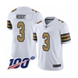 Men's New Orleans Saints #3 Bobby Hebert Limited White Rush Vapor Untouchable 100th Season Football Jersey