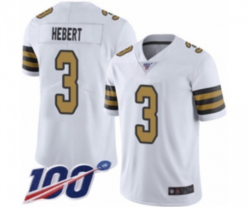 Men's New Orleans Saints #3 Bobby Hebert Limited White Rush Vapor Untouchable 100th Season Football Jersey