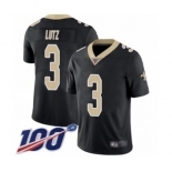 Men's New Orleans Saints #3 Wil Lutz Black Team Color Vapor Untouchable Limited Player 100th Season Football Jersey