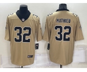 Men's New Orleans Saints #32 Tyrann Mathieu Gold Inverted Legend Stitched Jersey